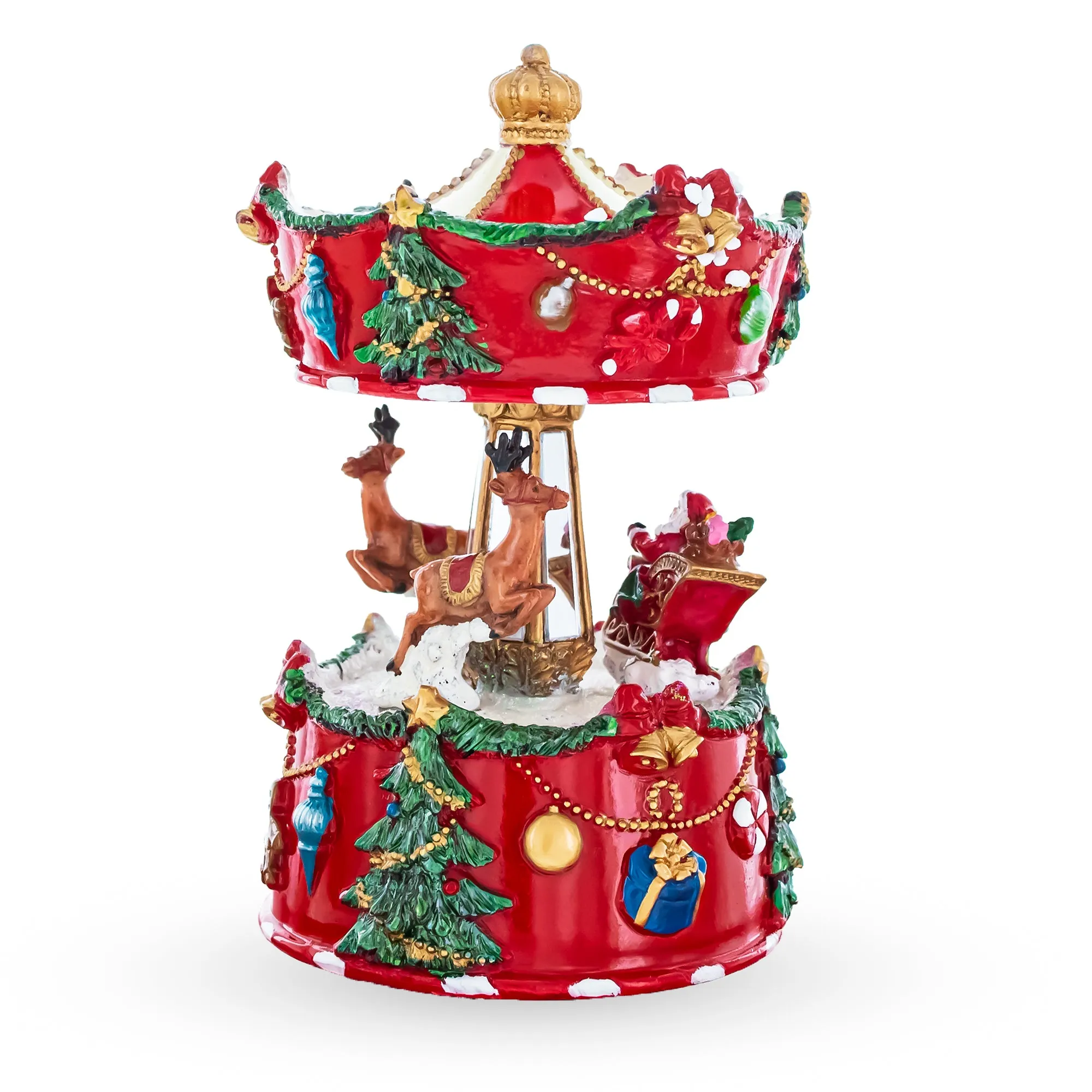 Santa's Merry Carousel Ride Spinning Musical Figurine