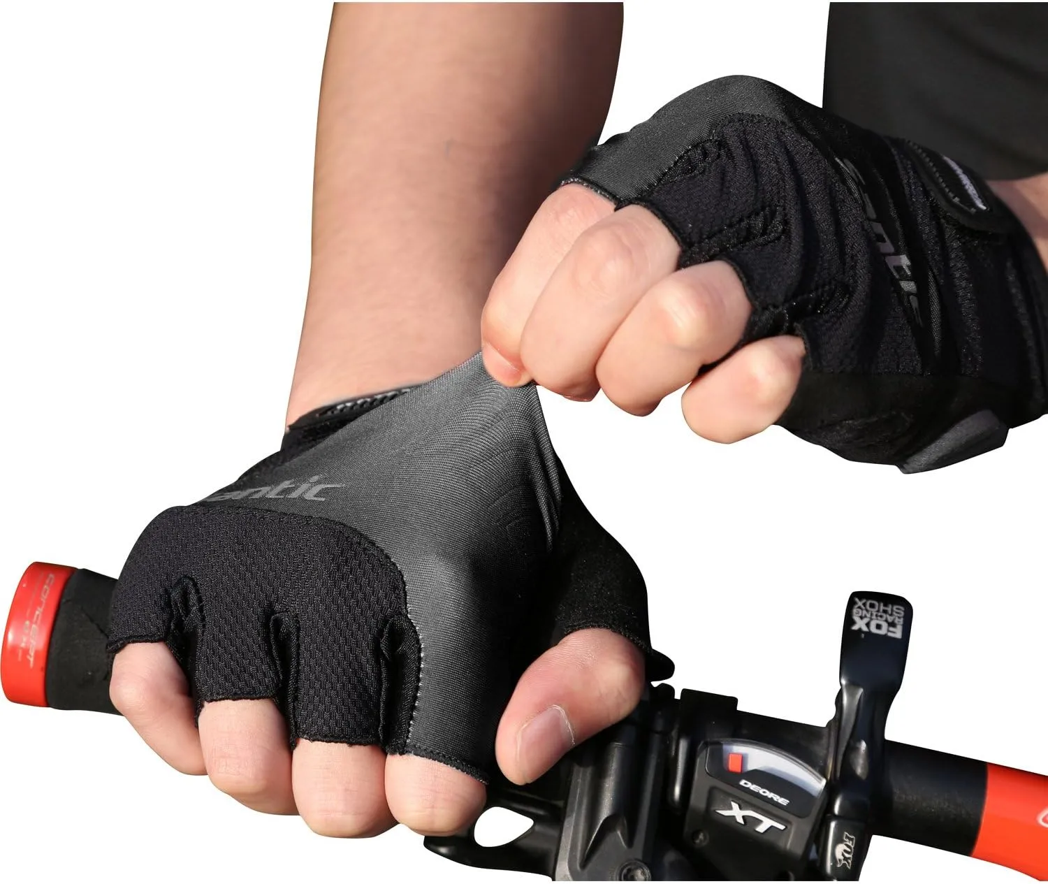 Santic Classic Fingerless Cycling Gloves with Shock-Absorbing Foam Pad Breathable Half Finger Moutain Bike Bicycle Riding Gloves for Men and Women