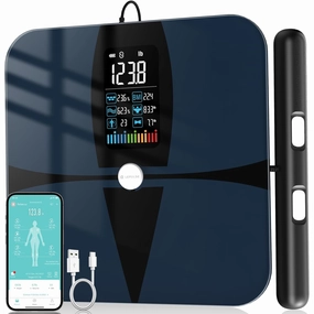 Scales for Body Weight and Fat, Lepulse 8 Electrode Smart Body Fat Scale, Large Display BMI Digital Weight Scale, Full Body Composition Analyzer with Report, Accurate Bathroom Scale for Weight Muscle
