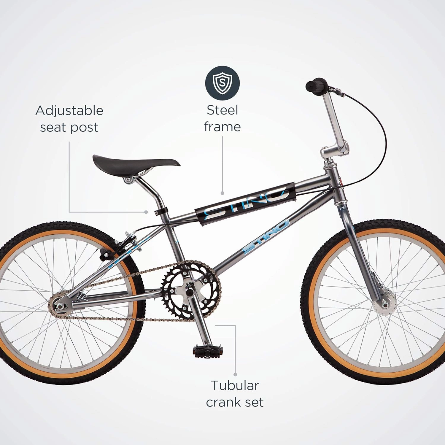 Schwinn Sting Pro and Predator Team BMX Bike for Kids/Youth, Retro Design, Single-Speed, Hi-Ten Steel Frame, 20 or 24-Inch Wheels, Multiple Colors