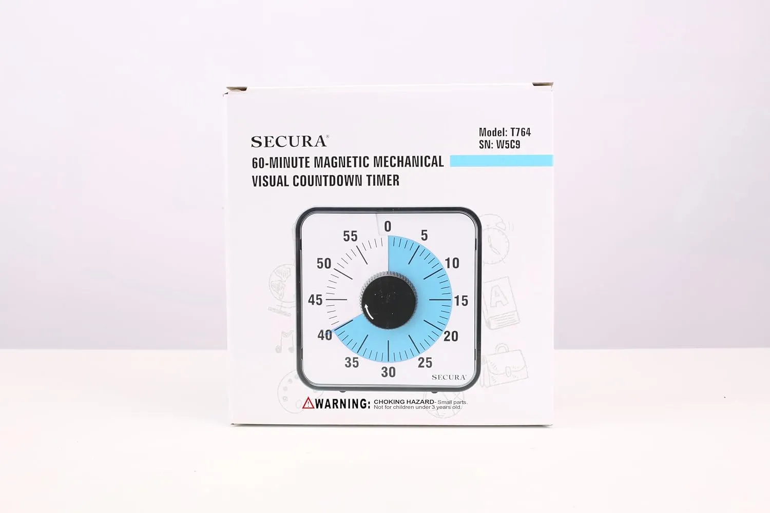 Secura 7.5 Inch Visual Timer, 60 Minute Visual Oversize Countdown Timer for Kids and Adults, Durable Mechanical Time Management Tool (Blue)
