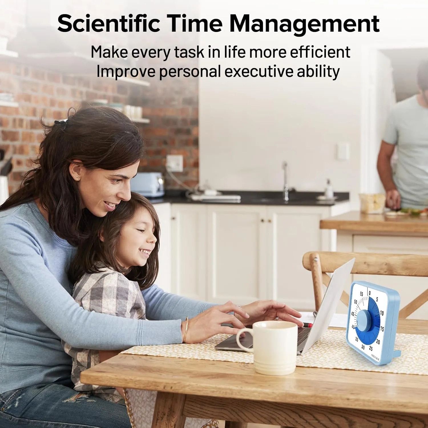 Secura 7.5 Inch Visual Timer, 60 Minute Visual Oversize Countdown Timer for Kids and Adults, Durable Mechanical Time Management Tool (Blue)