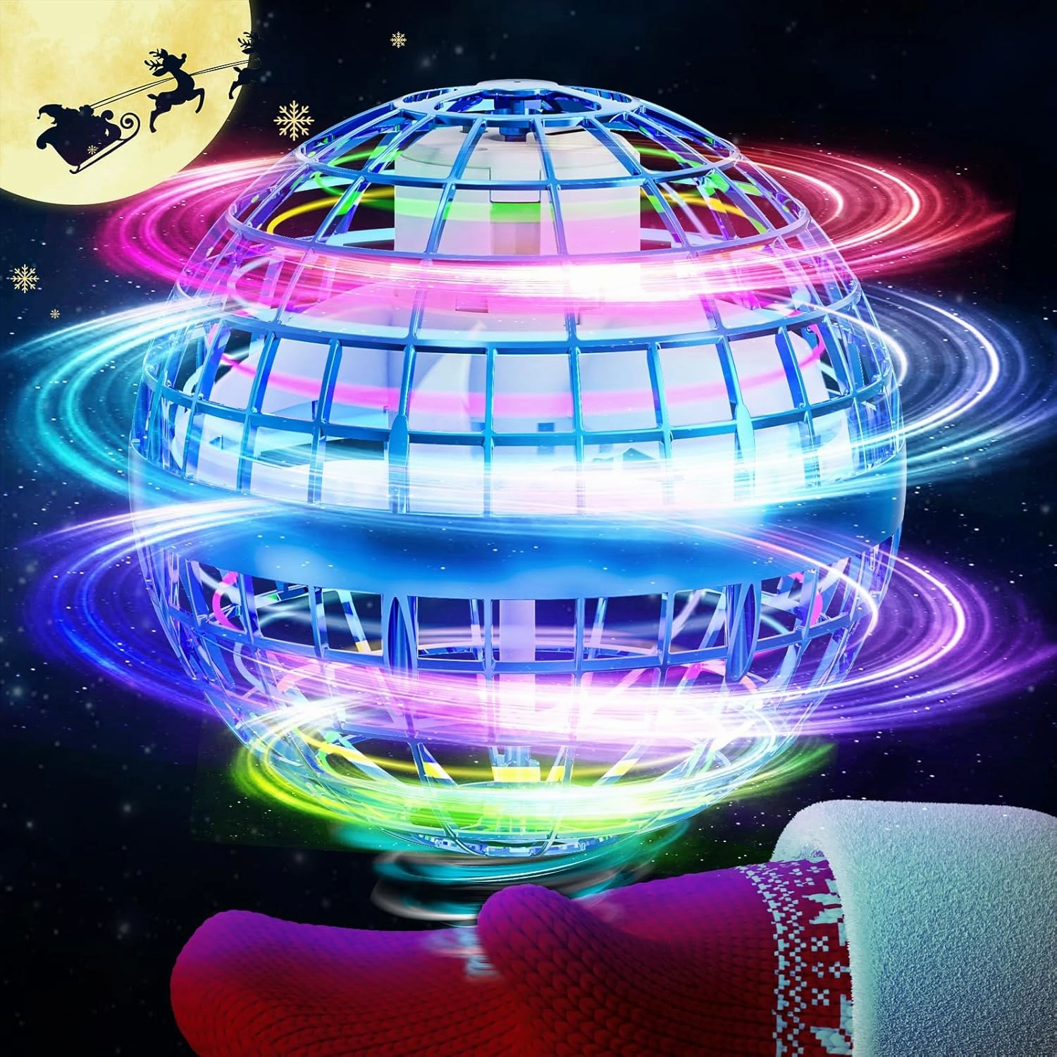 Selvim Galaxy Ball Toys - Cool Cosmic Globe Boomerang Hover Orb for Kids - Hand Controlled Orbs Drone with Light, Gifts for 6  Year Old Boy or Girl