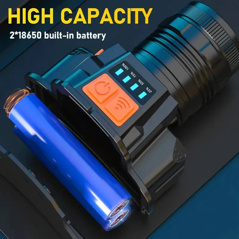 Sensor Headlights Built-in Battery USB Rechargeable 3 Modes of Portable Flashlight
