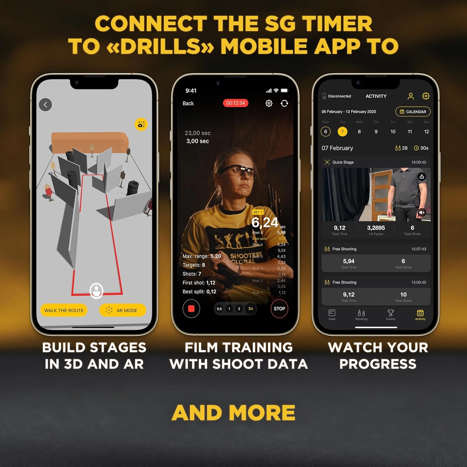 SG Timer GO | Affordable Shot Timer for Training & Dry Fire, Best Battery Life, Smart Sensor, Belt Quick Release, Bluetooth & Free Mobile app with Video Recording and More. (with Pocket Clip)