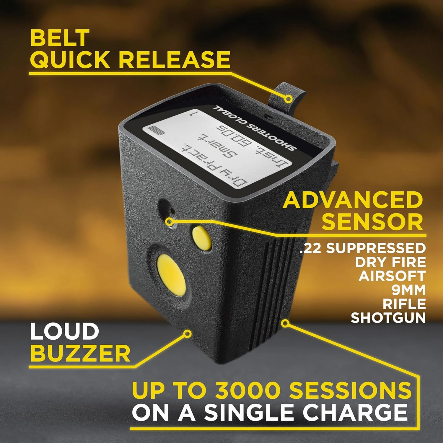 SG Timer GO | Affordable Shot Timer for Training & Dry Fire, Best Battery Life, Smart Sensor, Belt Quick Release, Bluetooth & Free Mobile app with Video Recording and More. (with Pocket Clip)