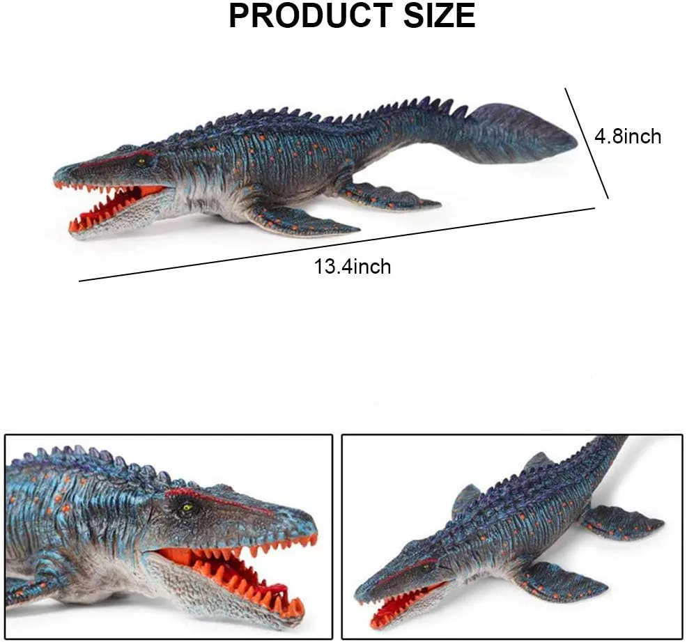 SIENON Jurassic Large Mosasaurus Dinosaur Toy 13.4’’, Realistic Dinosaur Toy Figures, Dinosaur Figurine, Deep Sea Monster Plastic Ocean Protector Dinosaur for Bath Pool Toy, Cake Topper Decoration
