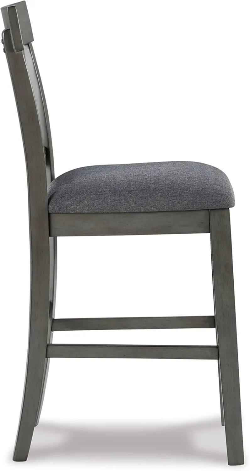 Signature Design by Ashley Hallanden Modern Farmhouse 25.75" Counter Height Upholstered Barstool, Set of 2, Dark Gray
