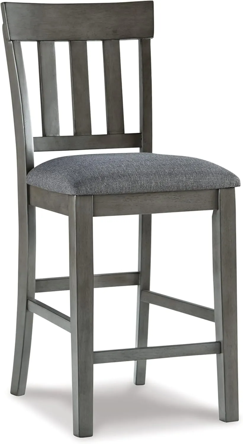 Signature Design by Ashley Hallanden Modern Farmhouse 25.75" Counter Height Upholstered Barstool, Set of 2, Dark Gray
