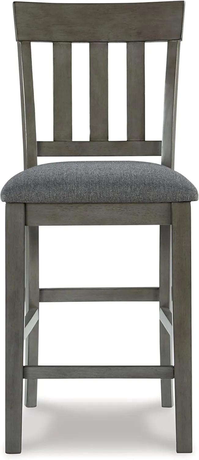 Signature Design by Ashley Hallanden Modern Farmhouse 25.75" Counter Height Upholstered Barstool, Set of 2, Dark Gray