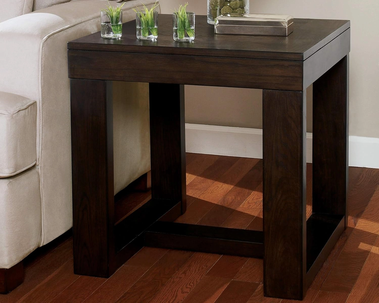 Signature Design by Ashley Watson Classic Oversized Square End Table, Dark Brown