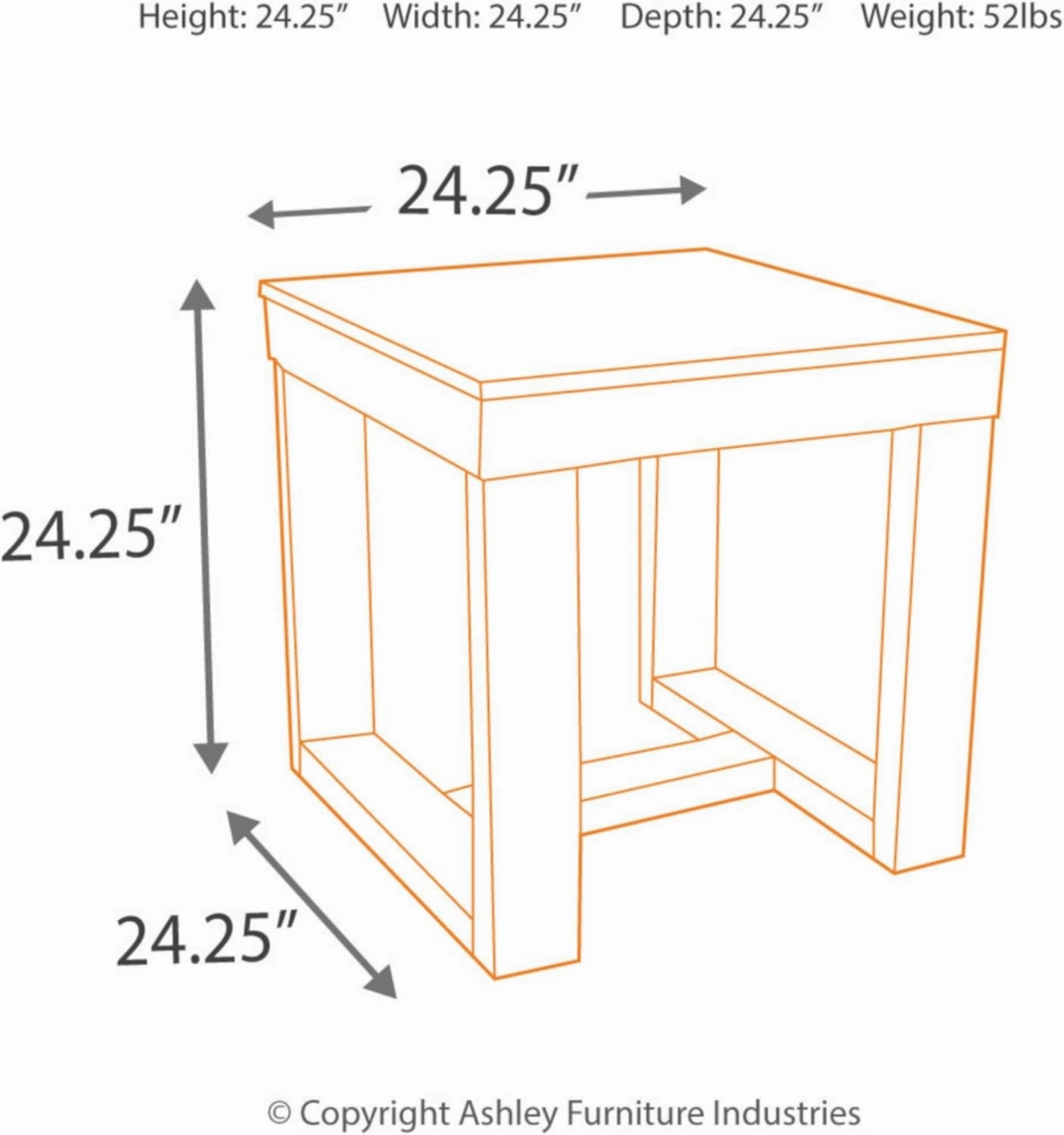 Signature Design by Ashley Watson Classic Oversized Square End Table, Dark Brown