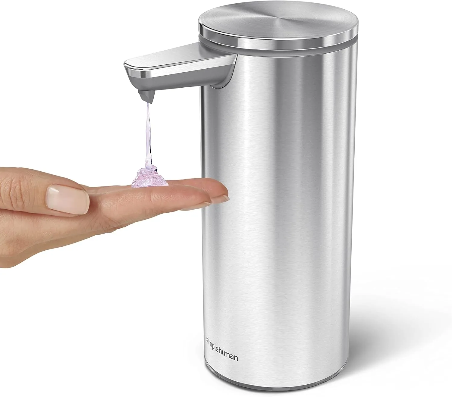 simplehuman 9 oz. Touch-Free Rechargeable Sensor Liquid Soap Pump Dispenser, Brushed Stainless Steel