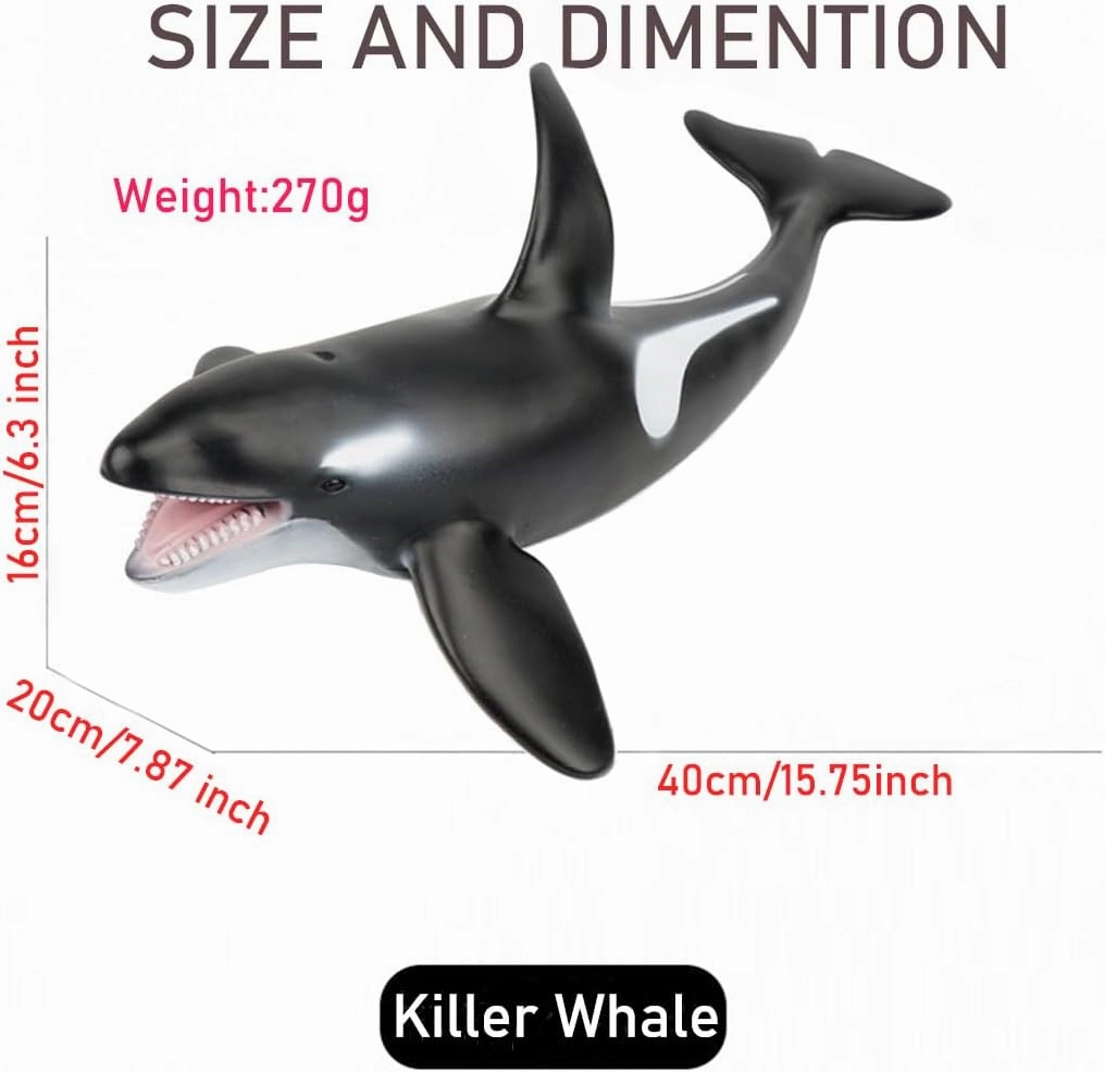 Simulated Ocean Animal Toys for Kids 16 Inch Big Sea Animals Toys Large Size Marine Animal Figures Soft Filled Rubber Sea Educational Toys/Killer Whale