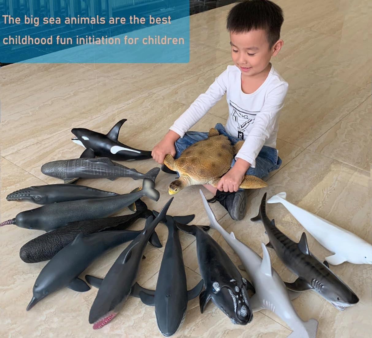 Simulated Ocean Big Animal for Kids 16 Inch Sea Animals Toys Large Size Marine Animal Figures Soft Filled Rubber Sea Educational Toys/Humpback Whale