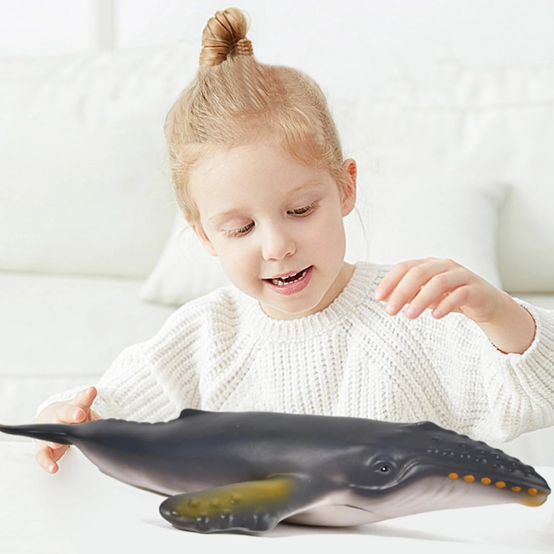 Simulated Ocean Big Animal for Kids 16 Inch Sea Animals Toys Large Size Marine Animal Figures Soft Filled Rubber Sea Educational Toys/Humpback Whale
