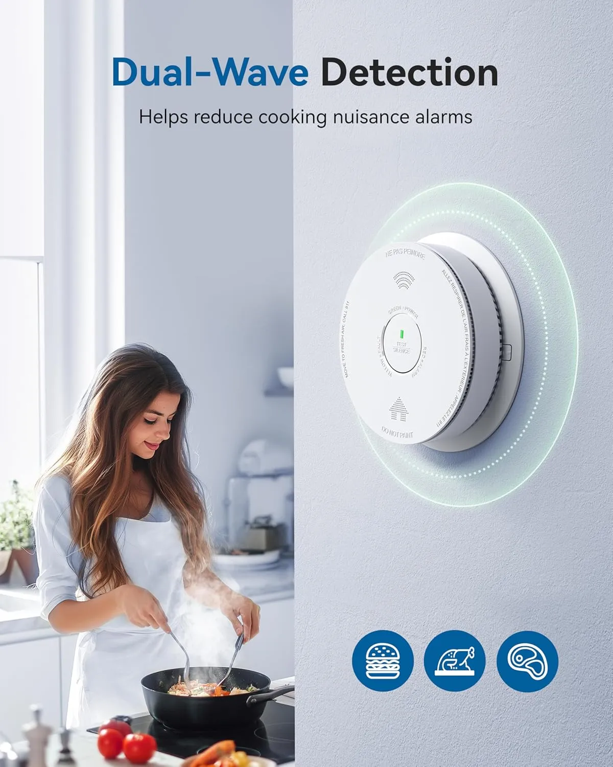 SITERWELL Smoke Detector Carbon Monoxide Detector Combo 10 Year Battery, Meets UL217-9th Standards, Reduced Nuisance Alarms, Smoke and Carbon Monoxide Detector with Bilingual Voice Alerts, 2 Pack