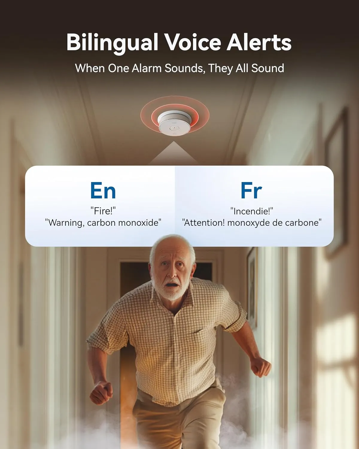 SITERWELL Smoke Detector Carbon Monoxide Detector Combo 10 Year Battery, Meets UL217-9th Standards, Reduced Nuisance Alarms, Smoke and Carbon Monoxide Detector with Bilingual Voice Alerts, 2 Pack