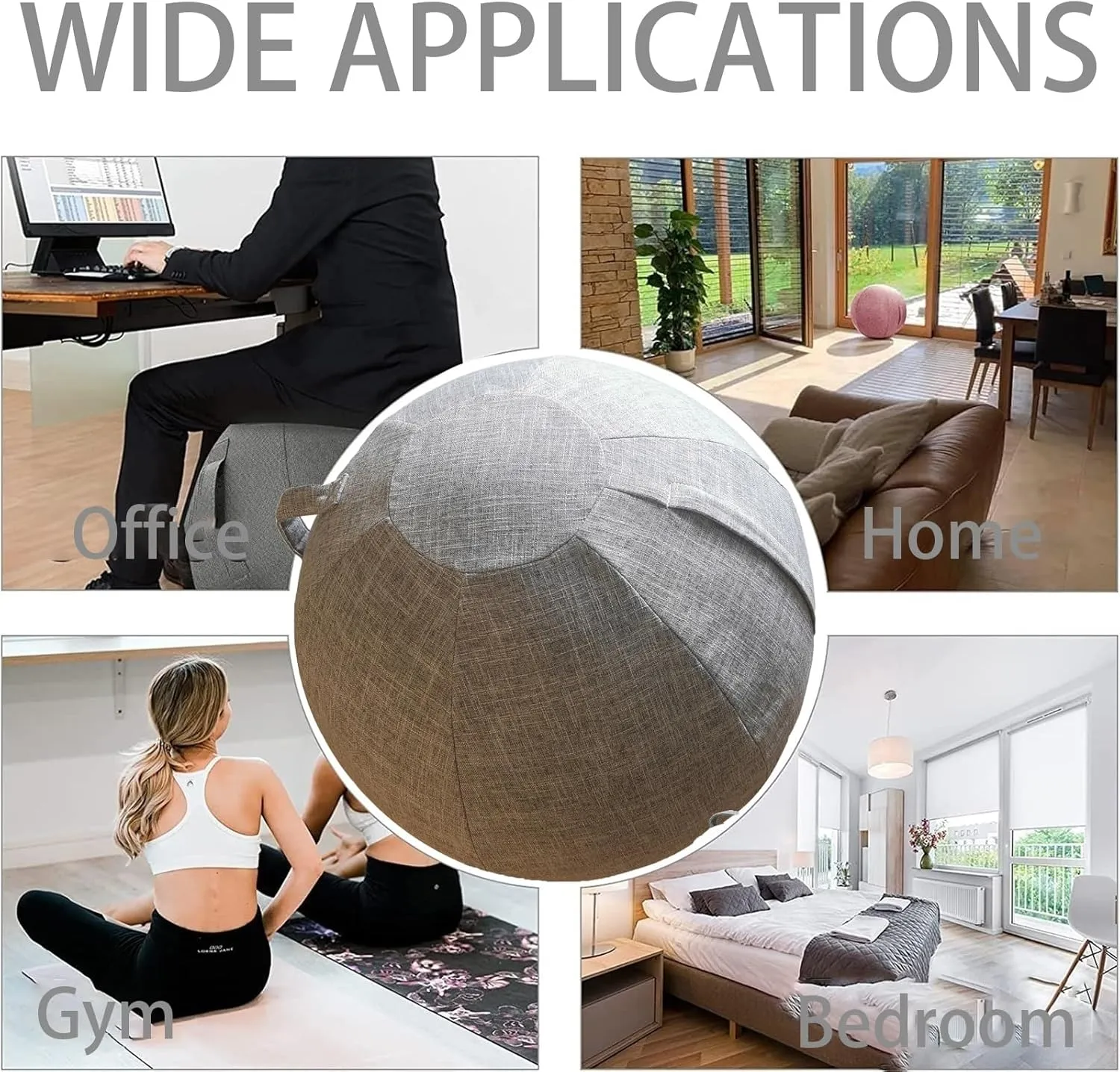 Sitting Ball Cover, Air Stopper Plug Pin Adapter, 65cm 75cm Birthing Ball Exercise Ball Cover for Pregnancy Ball Yoga Ball Core Ball Covers Storage Bag Accessories (No Yoga Ball)