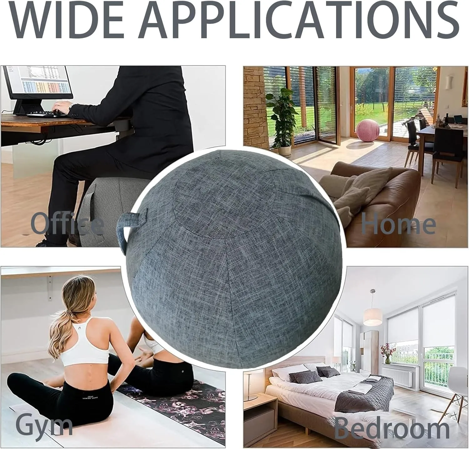 Sitting Ball Cover, Air Stopper Plug Pin Adapter, 65cm 75cm Birthing Ball Exercise Ball Cover for Pregnancy Ball Yoga Ball Core Ball Covers Storage Bag Accessories (No Yoga Ball)