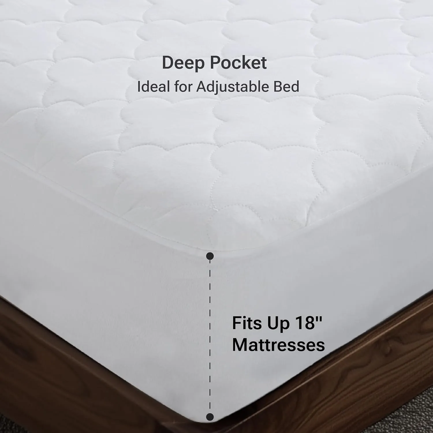 Sleep Philosophy Twin XL Mattress Pad, Cotton Mattress Protector Classic Cloud Quilted Bed Cover, All Natural Breathable Mattress Topper Fitted Pocket Fits Up to 16", Machine Washable, Twin XL White