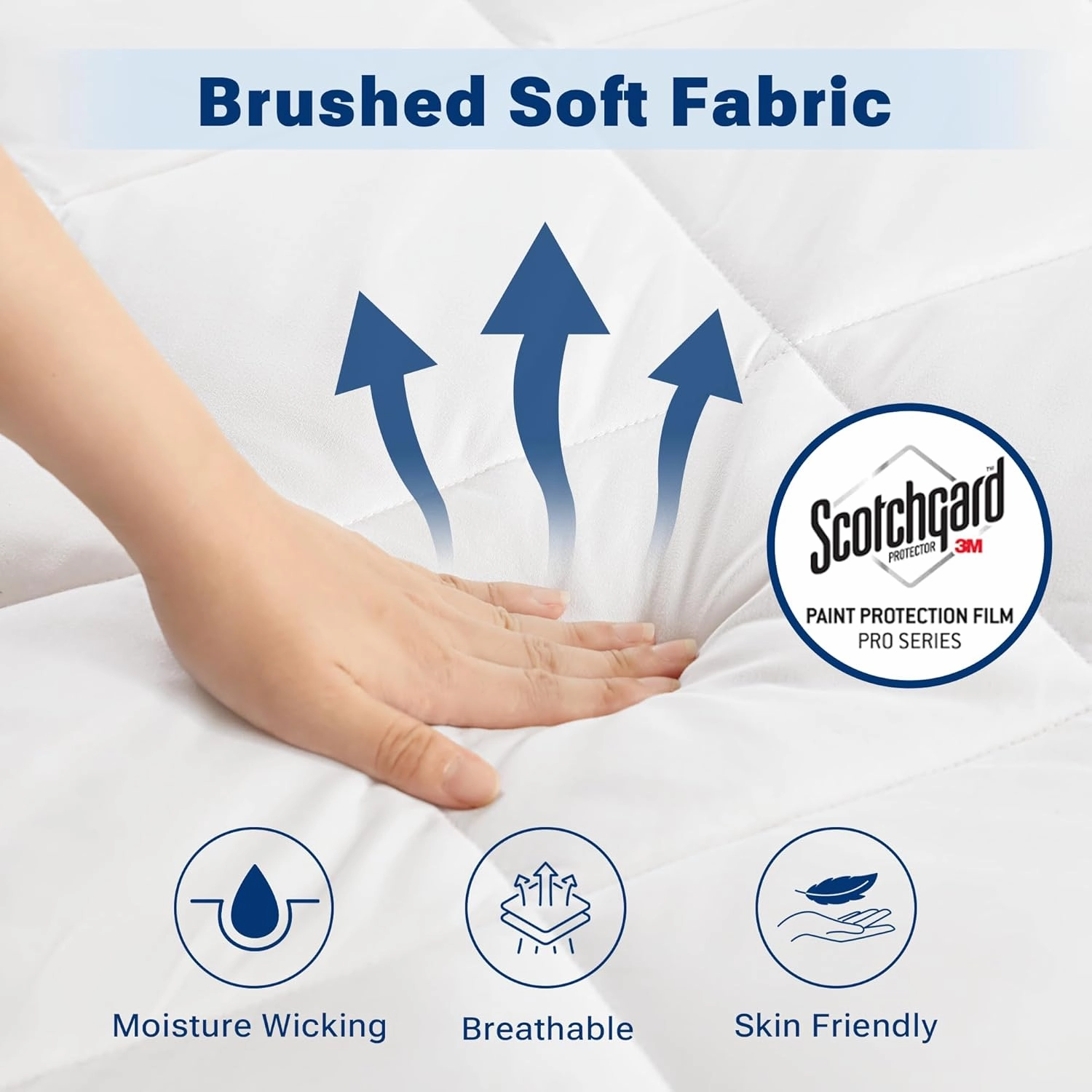 Sleep Philosophy Waterproof Sofa Bed Mattress Protector, Holden Sofa Bed Queen Mattress Pad, 3M Scotchgard, Microfiber Mattress Topper Fitted Elastic Pocket Fits Up to 8 Inch, Queen 60x72, White