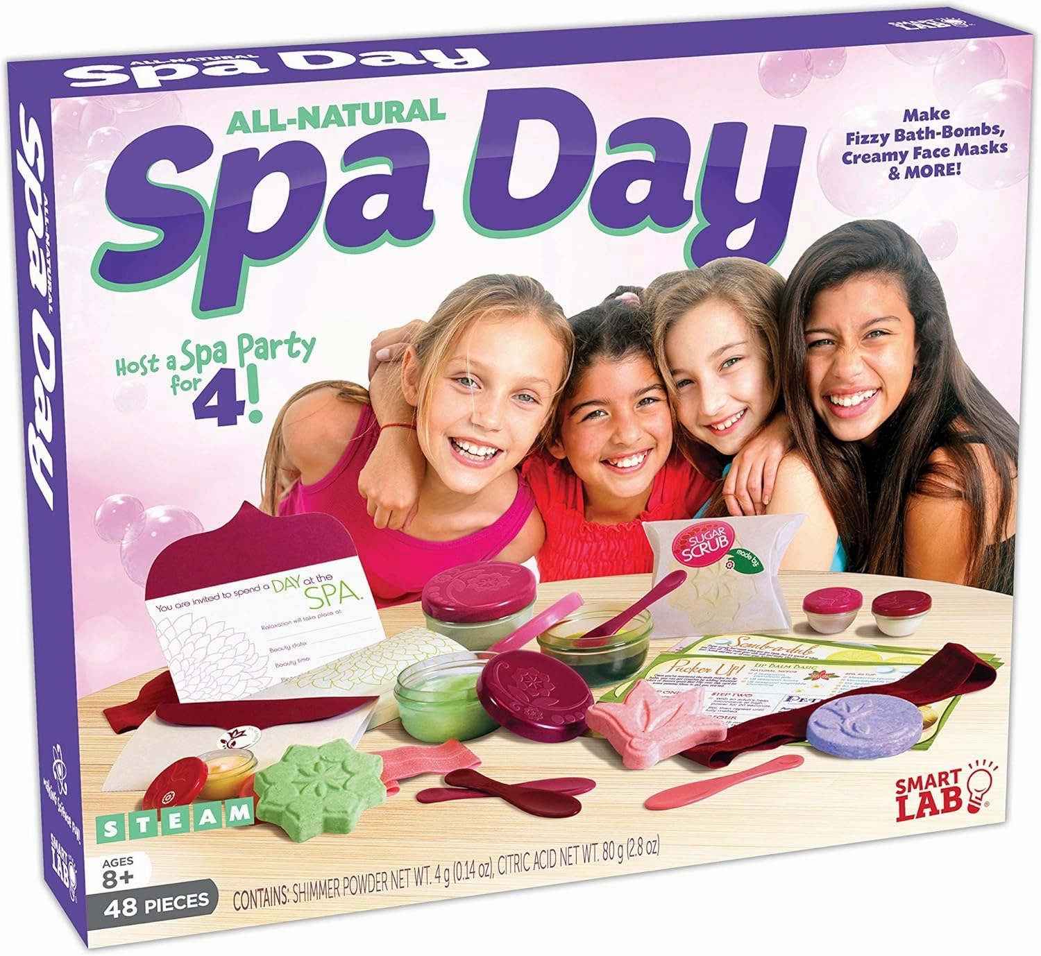 SMARTLAB Toys All-Natural Spa Day - Make Fizzy Bath Bombs, Creamy Face Masks & More with 48 Pieces