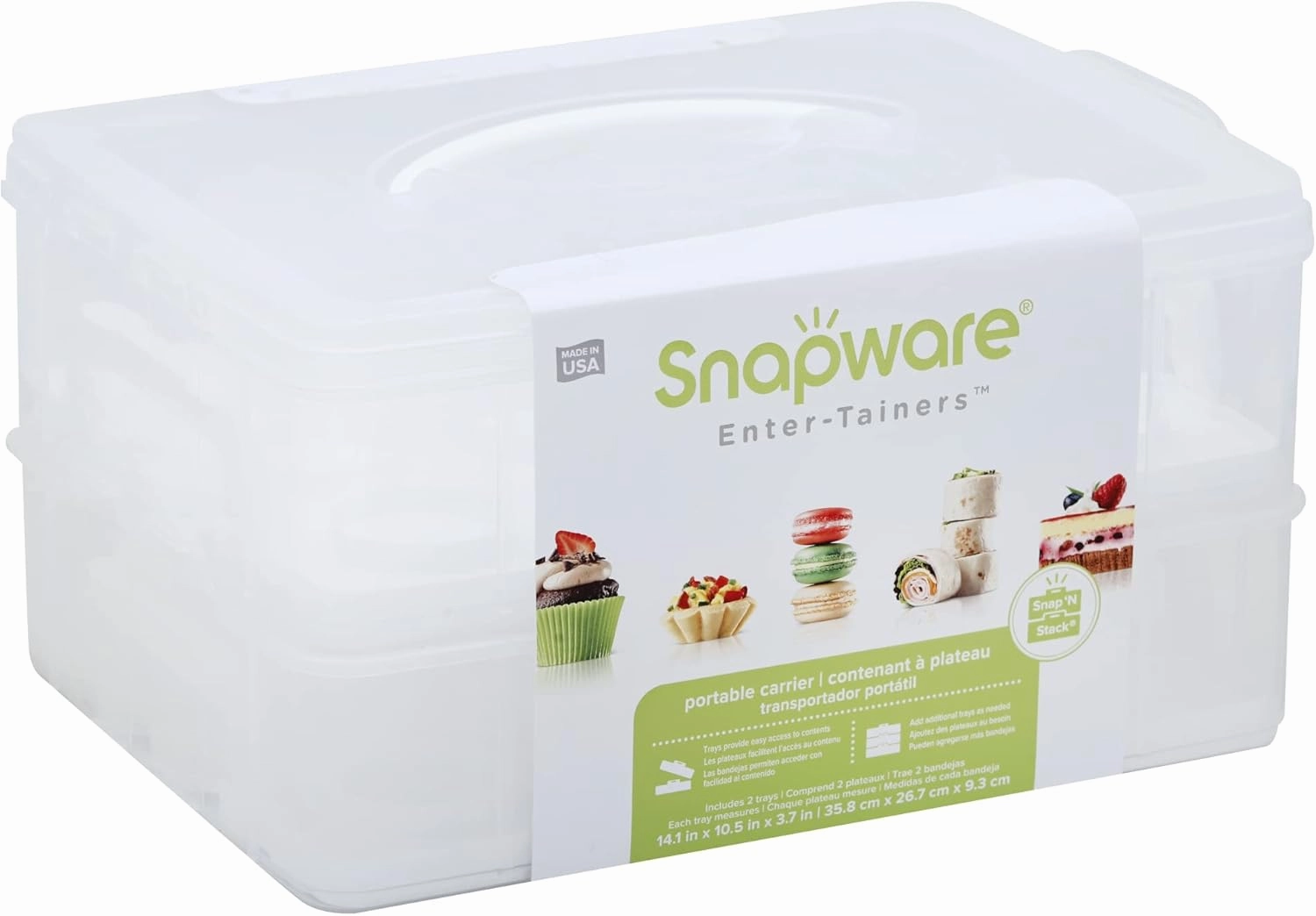 Snapware (2-Layer, 24 Cupcakes Plastic Detachable Cupcake Carrier Storage Container With Lid and Handle, Freezer Dishwasher Microwave Safe