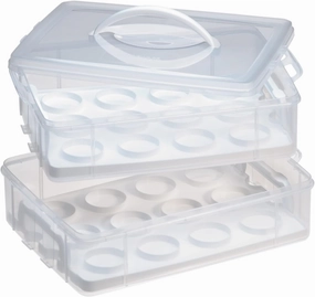 Snapware (2-Layer, 24 Cupcakes Plastic Detachable Cupcake Carrier Storage Container With Lid and Handle, Freezer Dishwasher Microwave Safe