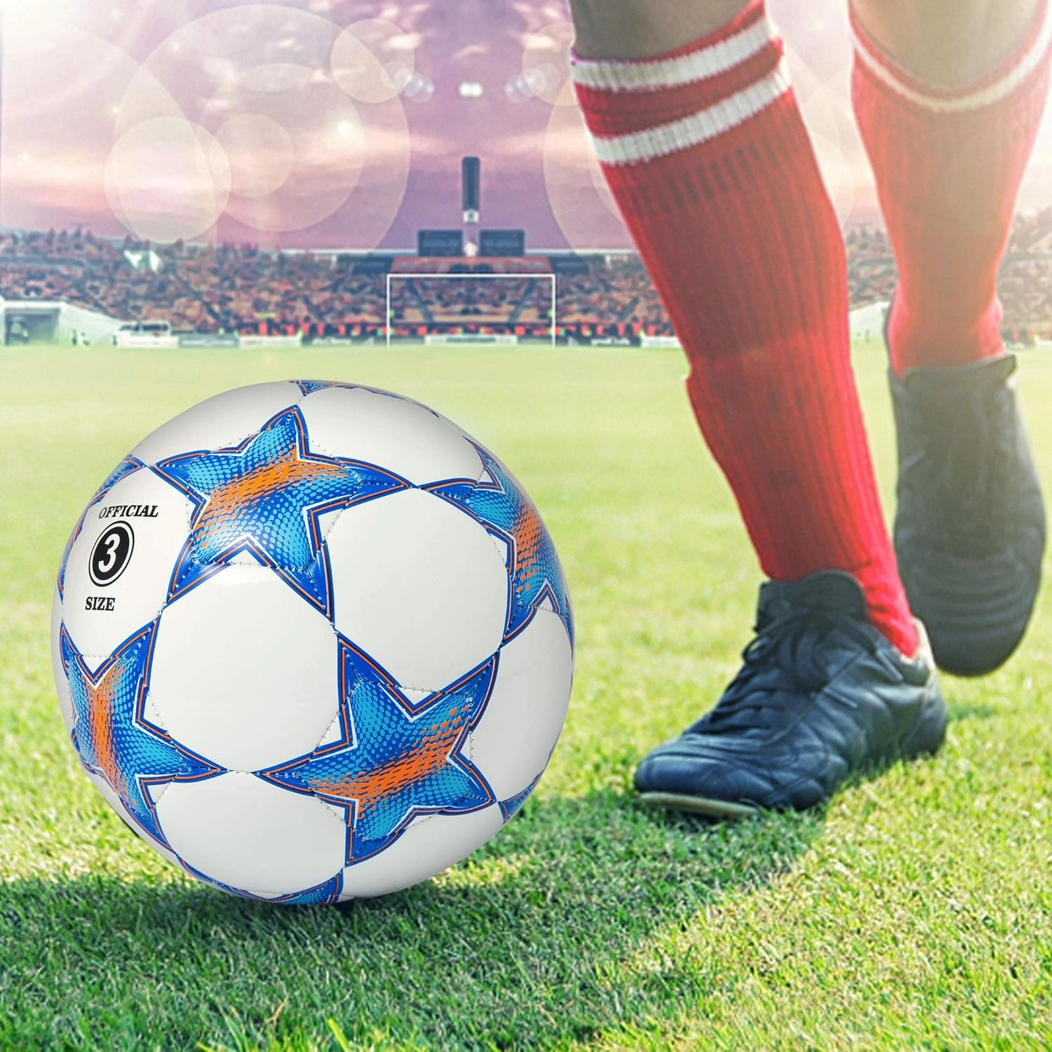 Soccer Ball Size 1.5& Size 3 & Size 4 & Size 5 for Kids and Adult, Ball Toys with Star Pattern Official Size Soccer Balls for Training, Playing, Boys, Girls, Toddlers, Adult