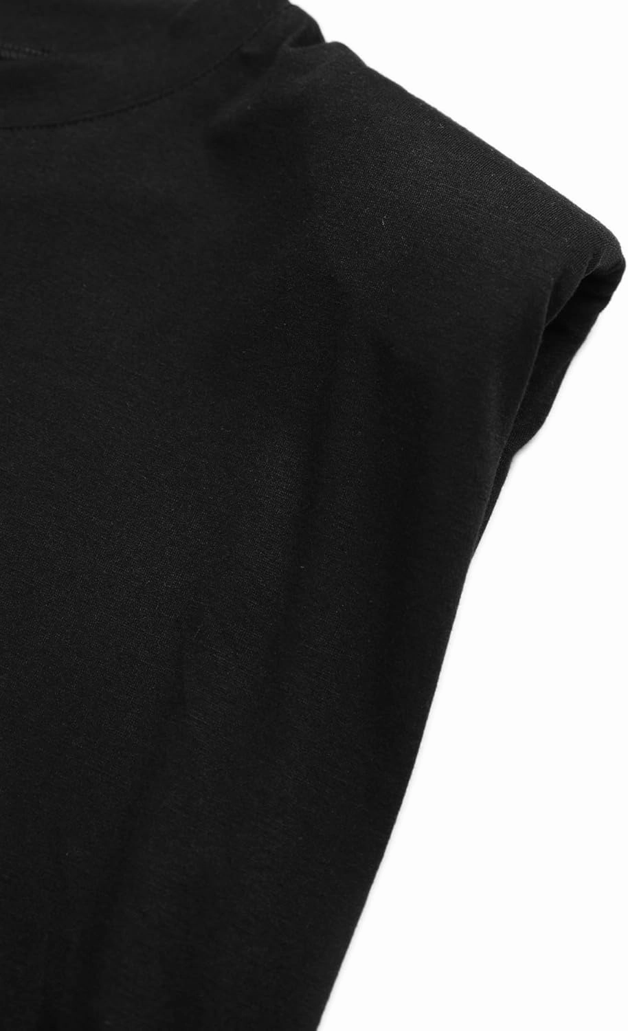 SOFIA'S CHOICE Women's Shoulder Pad Tops Summer Casual Tank Top Round Neck Loose Sleeveless Shirt