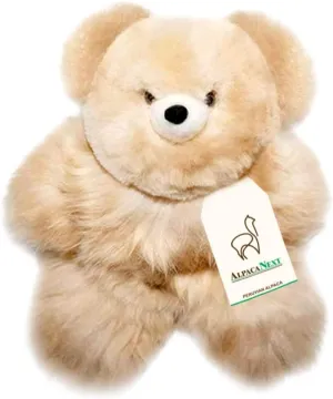 Soft and Cuddly Baby Alpaca Teddy Bear - 12 inch. Premium Alpaca Stuffed Animal Handmade on Genuine Alpaka Fur. Cute Bear (12 inches, Beige)
