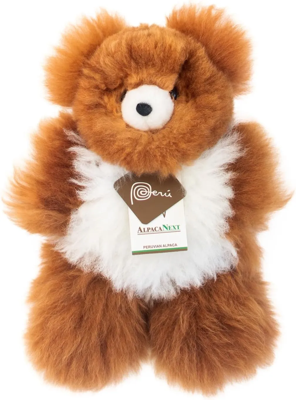 Soft and Cuddly Baby Alpaca Teddy Bears - 9 inch. Premium Alpaca Stuffed Animal Handmade on Genuine Alpaka Fur. Cute Bear (9 inches, Brown & White)