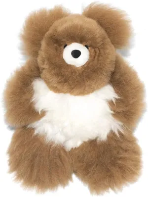 Soft and Cuddly Baby Alpaca Teddy Bears - 9 inch. Premium Alpaca Stuffed Animal Handmade on Genuine Alpaka Fur. Cute Bear (9 inches, Brown & White)