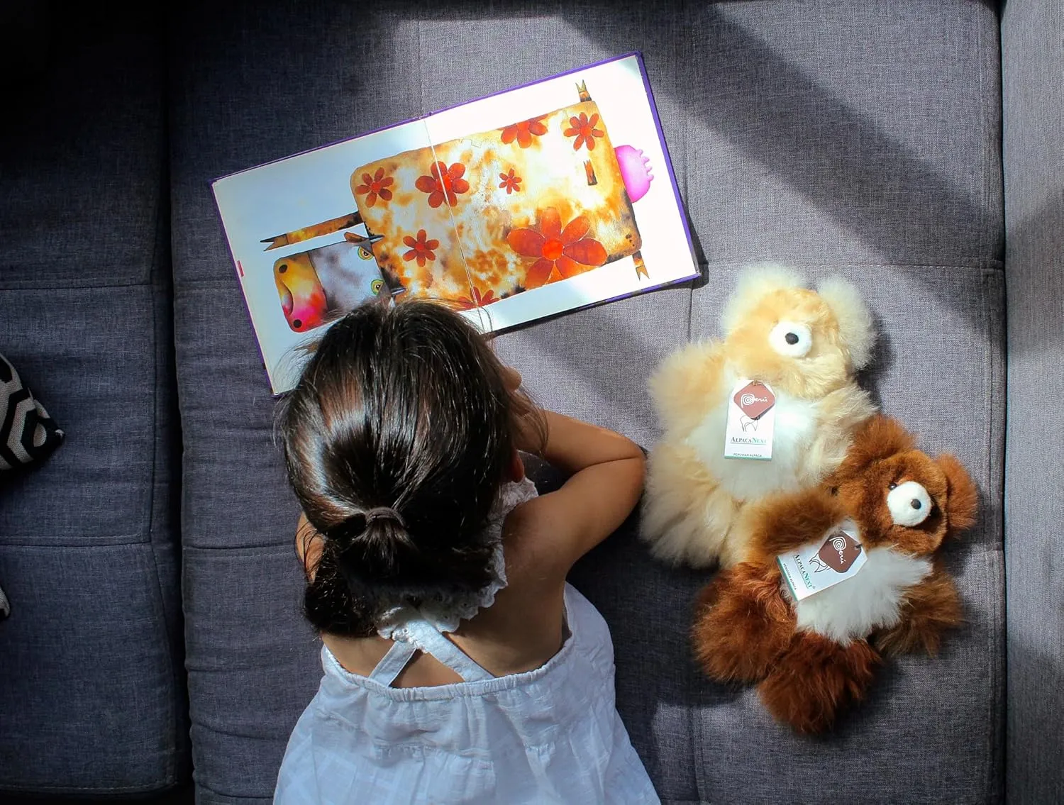 Soft and Cuddly Baby Alpaca Teddy Bears - 9 inch. Premium Alpaca Stuffed Animal Handmade on Genuine Alpaka Fur. Cute Bear (9 inches, Brown & White)