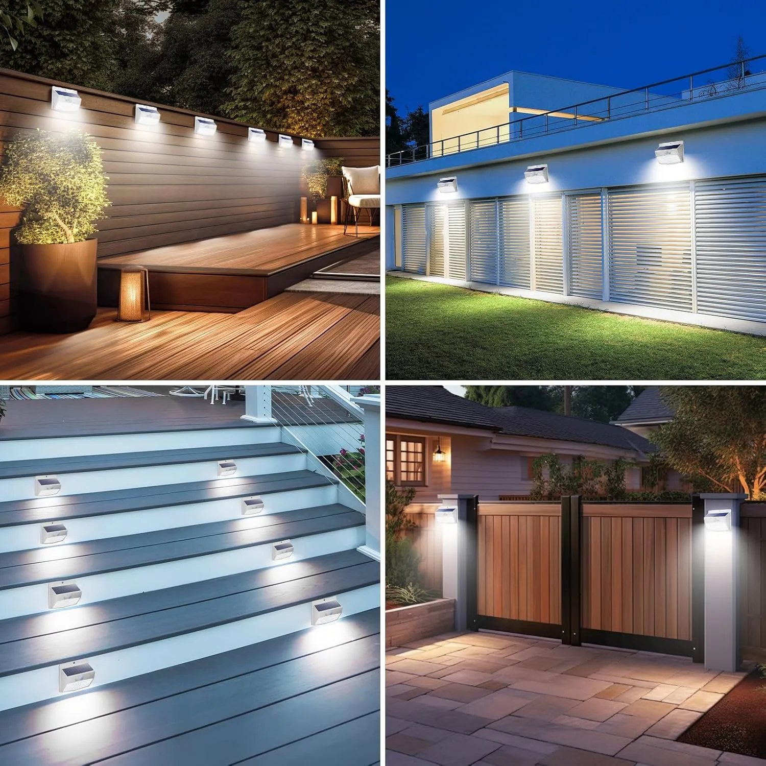 Solar Lights Outdoor Motion Sensor [138 LED/6 Packs] Solar Security Light with 3 Lighting Modes Wall Lights Waterproof Solar Powered Lights for Garden Fence Yard Deck, White