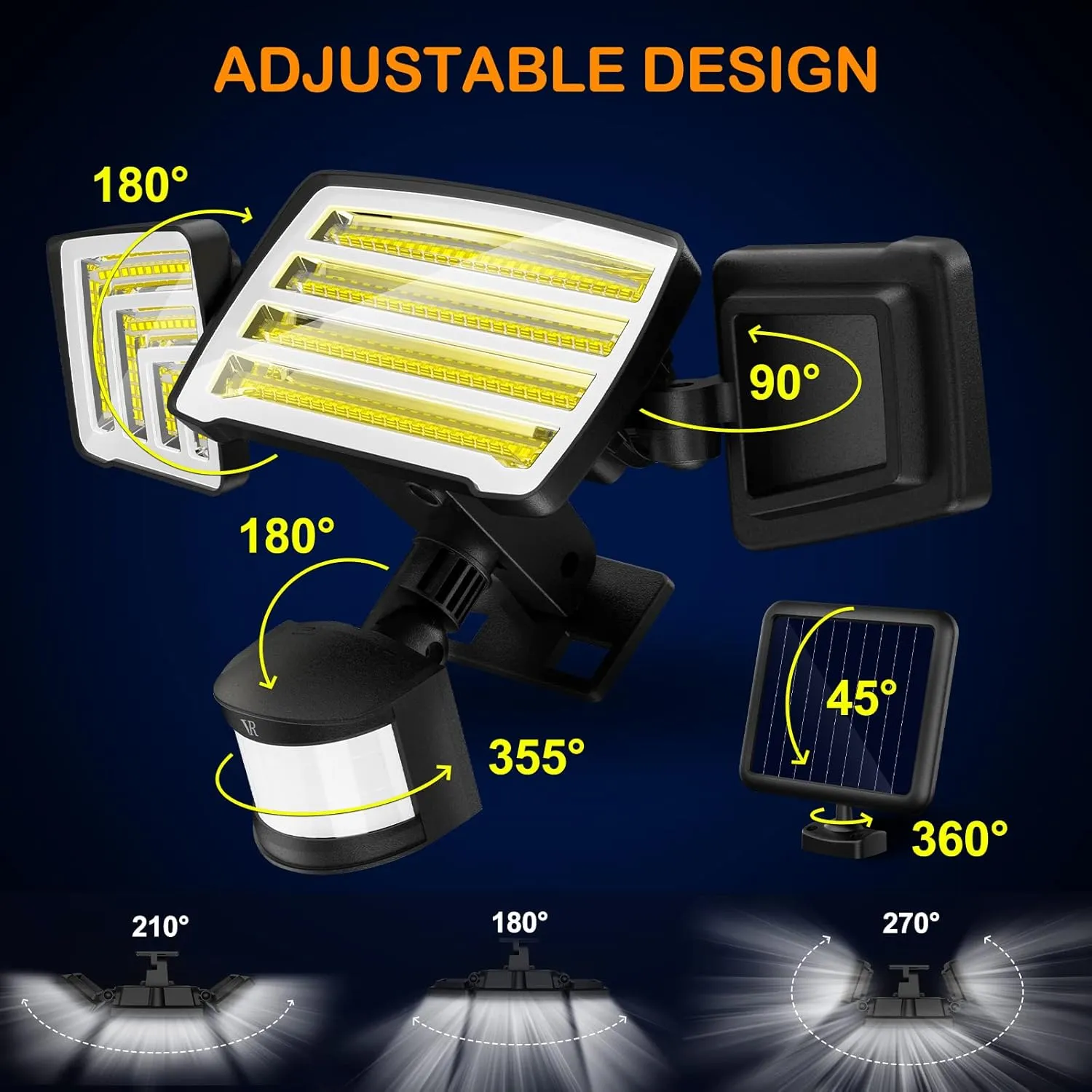 Solar Motion Sensor Flood Lights Outdoor - 4000LM 4 Lighting Modes, 72FT Sensing Distance, Split 3000mAh Solar Panel, IP65 Security Lights with Remote for Porch Yard Patio Garage 2Pack