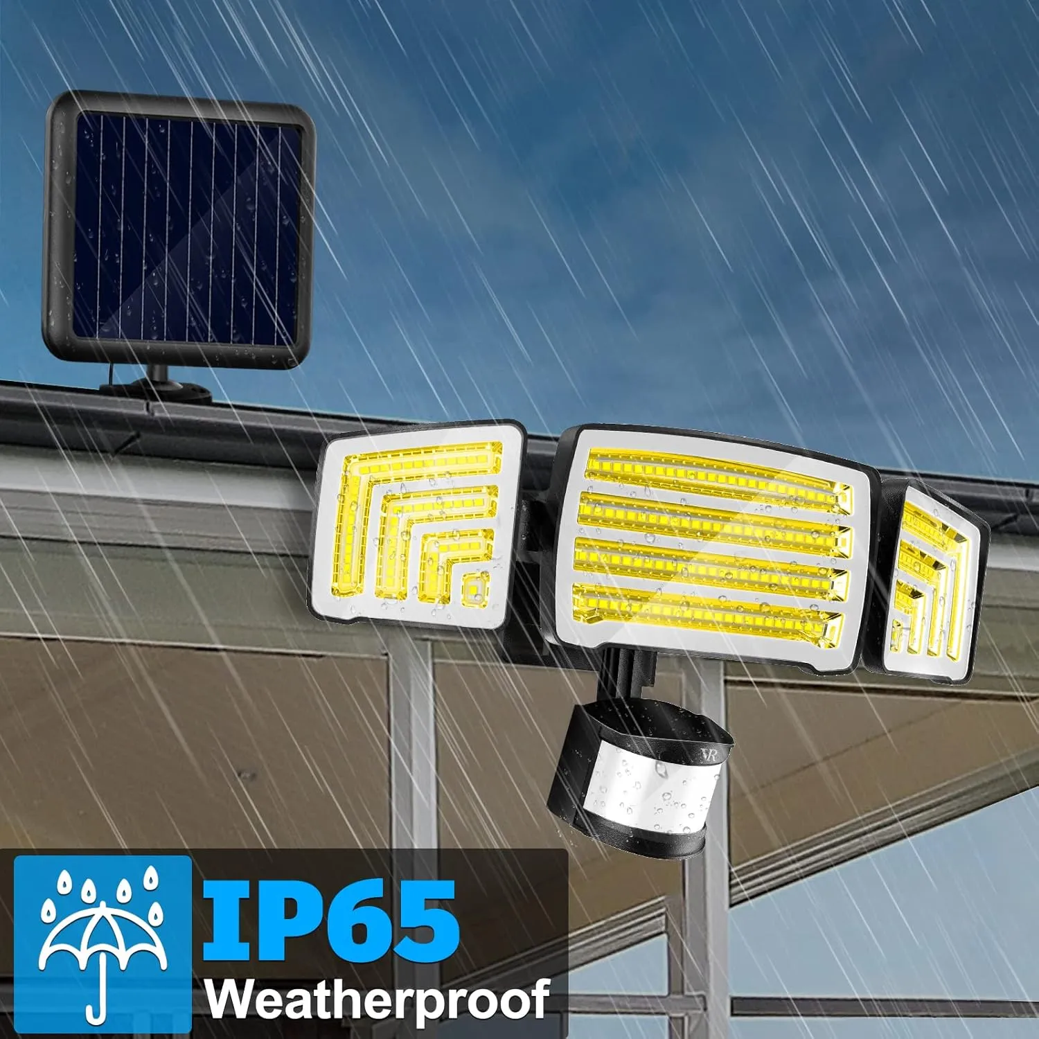 Solar Motion Sensor Flood Lights Outdoor - 4000LM 4 Lighting Modes, 72FT Sensing Distance, Split 3000mAh Solar Panel, IP65 Security Lights with Remote for Porch Yard Patio Garage 2Pack