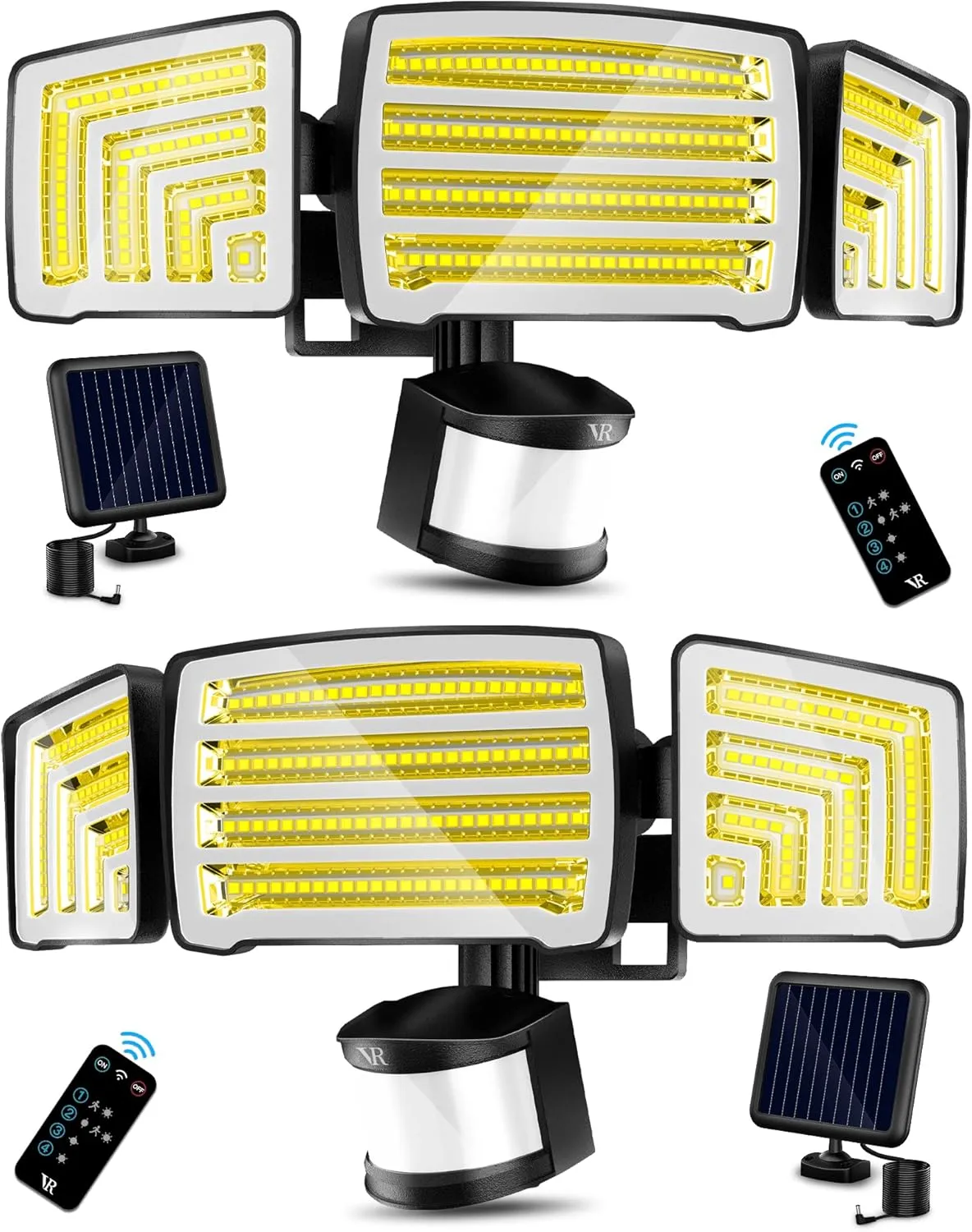 Solar Motion Sensor Flood Lights Outdoor - 4000LM 4 Lighting Modes, 72FT Sensing Distance, Split 3000mAh Solar Panel, IP65 Security Lights with Remote for Porch Yard Patio Garage 2Pack