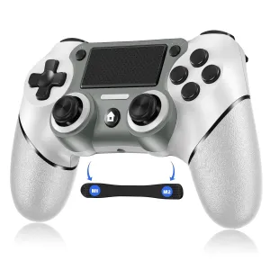Sombbry Wireless Controller for PS4, White ps4 controller with Dual Vibration/ 6-Axis Motion Sensor/Audio Jack/Touch Pad/Share Button, p-4 Accessories Perfect Adaptive Full Version 4/4 Pro/Slim.