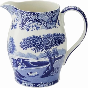 Spode Blue Italian Pitcher | 3.5 Pint Capacity | Home Décor for Mantel or Centerpiece | Use as a Water Jug or Flower Vase | Made of Fine Porcelain | Dishwasher Safe