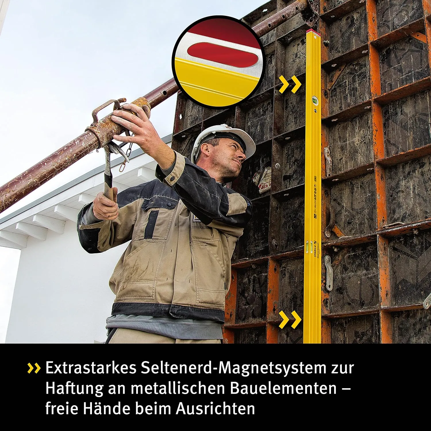 Stabila 15854 96-M-2 Magnetic Spirit Level 3 Vial 80cm, Yellow, M/80cm