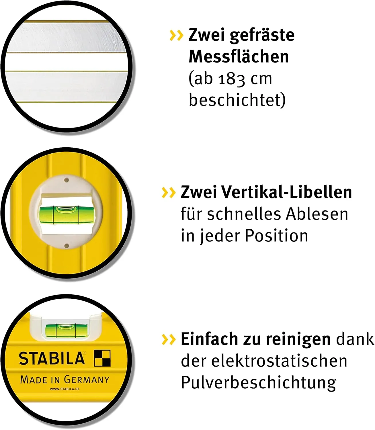 Stabila 15854 96-M-2 Magnetic Spirit Level 3 Vial 80cm, Yellow, M/80cm