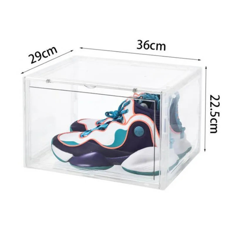 Stackable Clear Sneaker Shoe Box Organizer With Lids 2 Pack