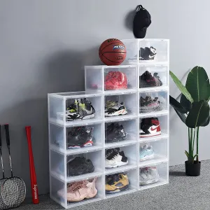Stackable Clear Sneaker Shoe Box Organizer With Lids 2 Pack