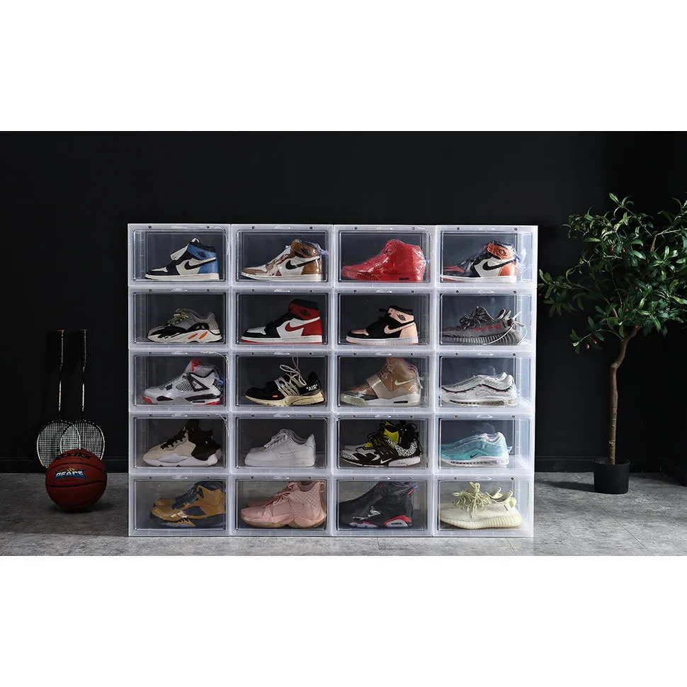 Stackable Clear Sneaker Shoe Box Organizer With Lids 2 Pack