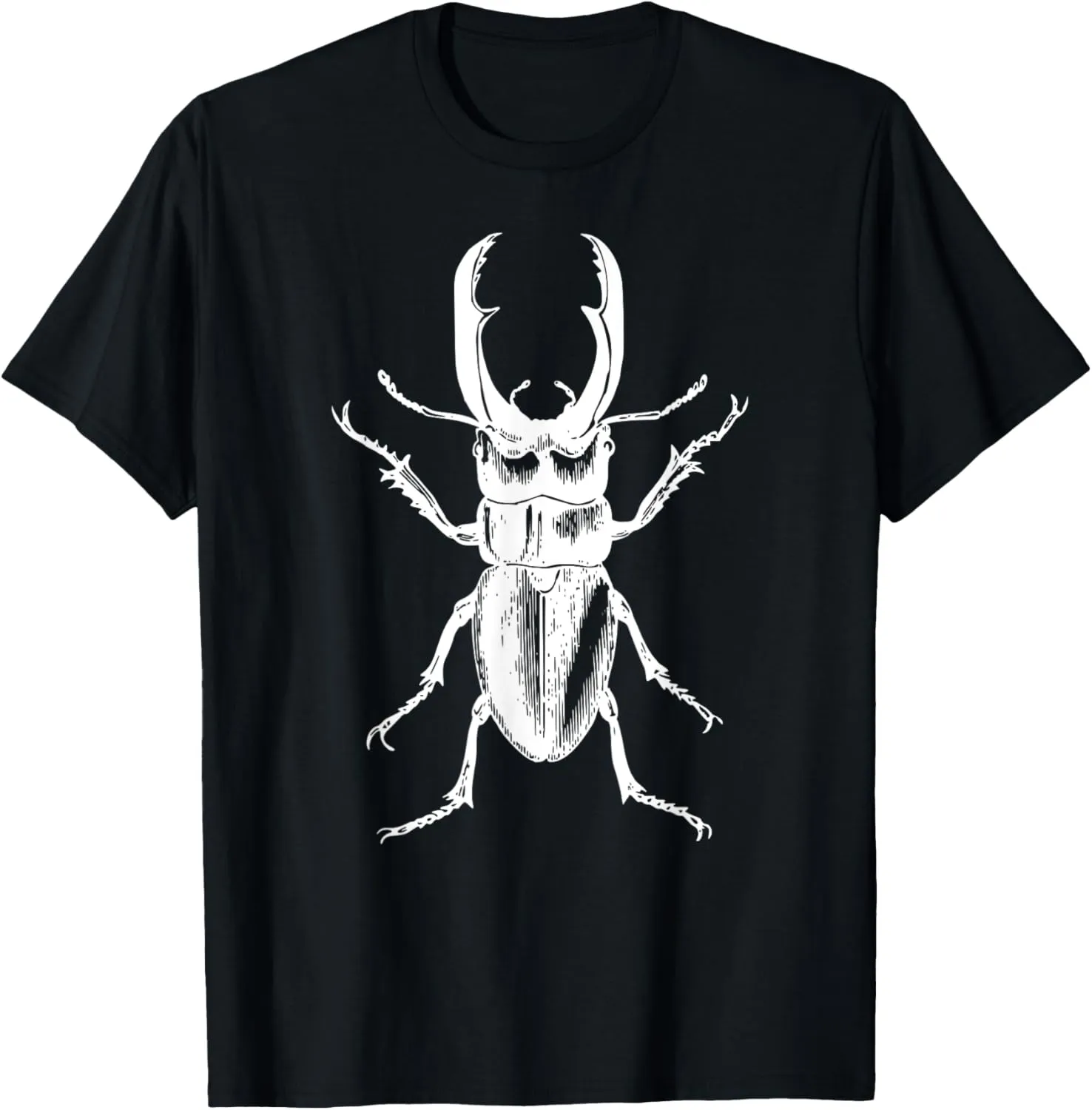 Stag Beetle T-Shirt White Drawing Stag Beetle Tee Shirt T-Shirt