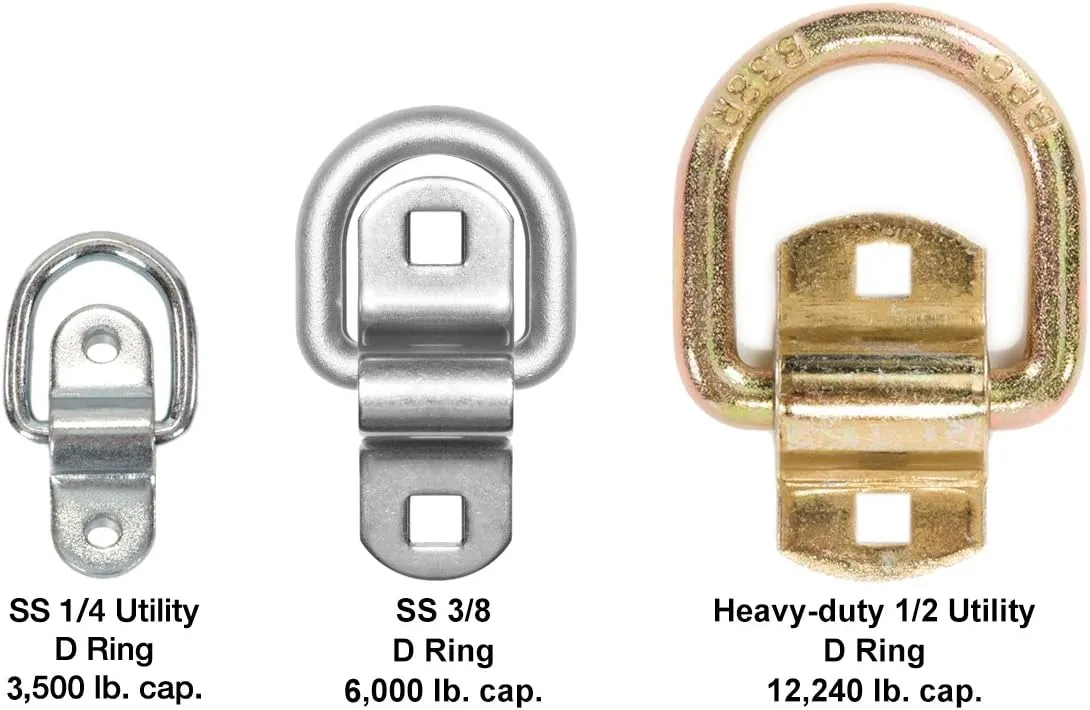 Stainless Steel Tie Down, Surface Mount D-Ring 6,000 lb. Capacity Tiedowns 4-Pack …