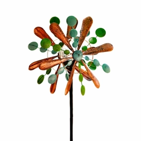 SteadyDoggie 75-Inch Solar Wind Spinner Aviator3 - Solar-Powered with Multi-Color LED Glass Ball - Metal Kinetic Windmill for Dual Wind Direction - Easy to Assemble Garden and Outdoor Yard Decorations