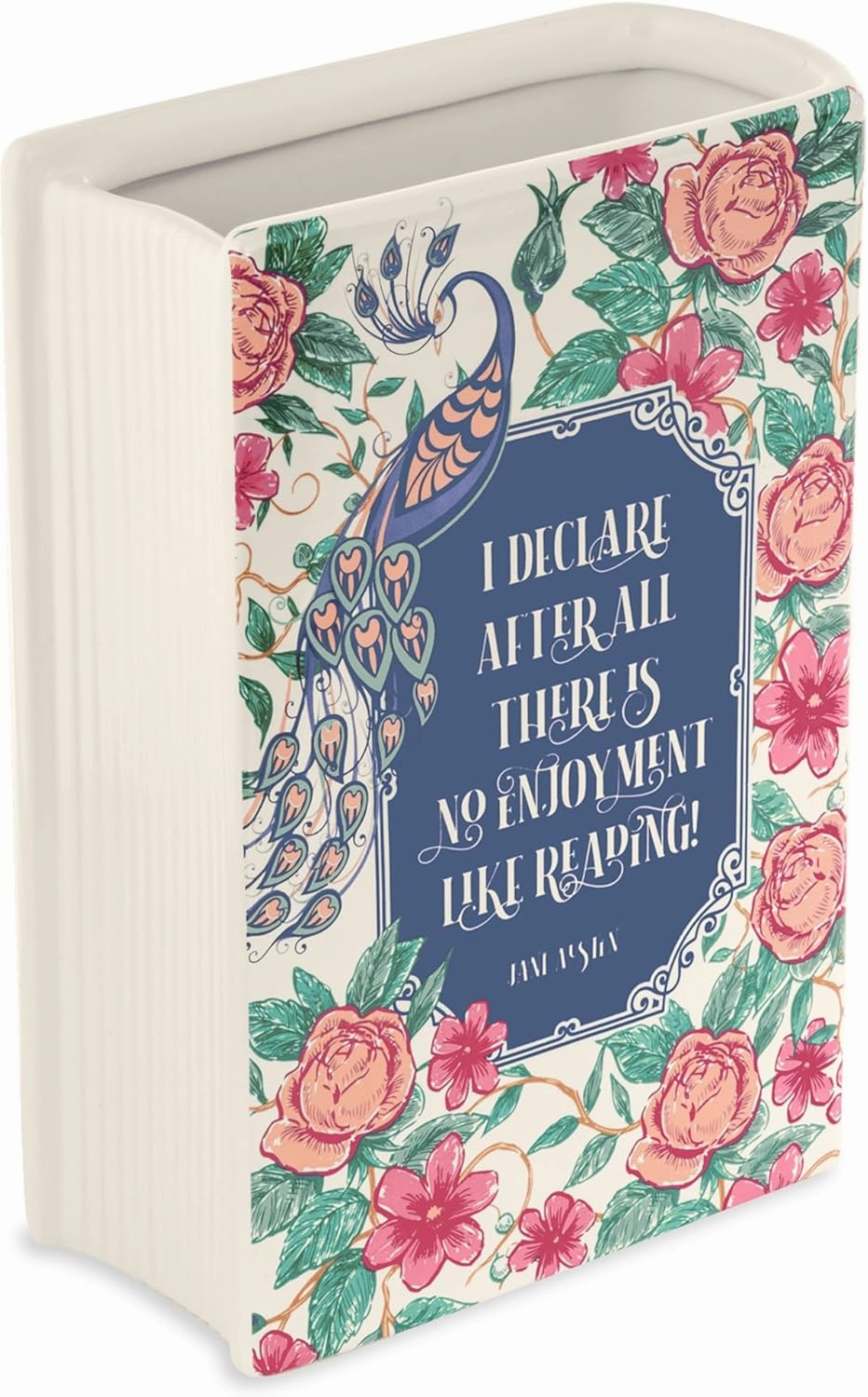 Steel Mill & Co Original Book-Shaped Decorative Vase, Ceramic Vases for Home Decor, Cute Bookshelf Decor, Unique Vase for Book Lovers (Large - Pride and Prejudice)